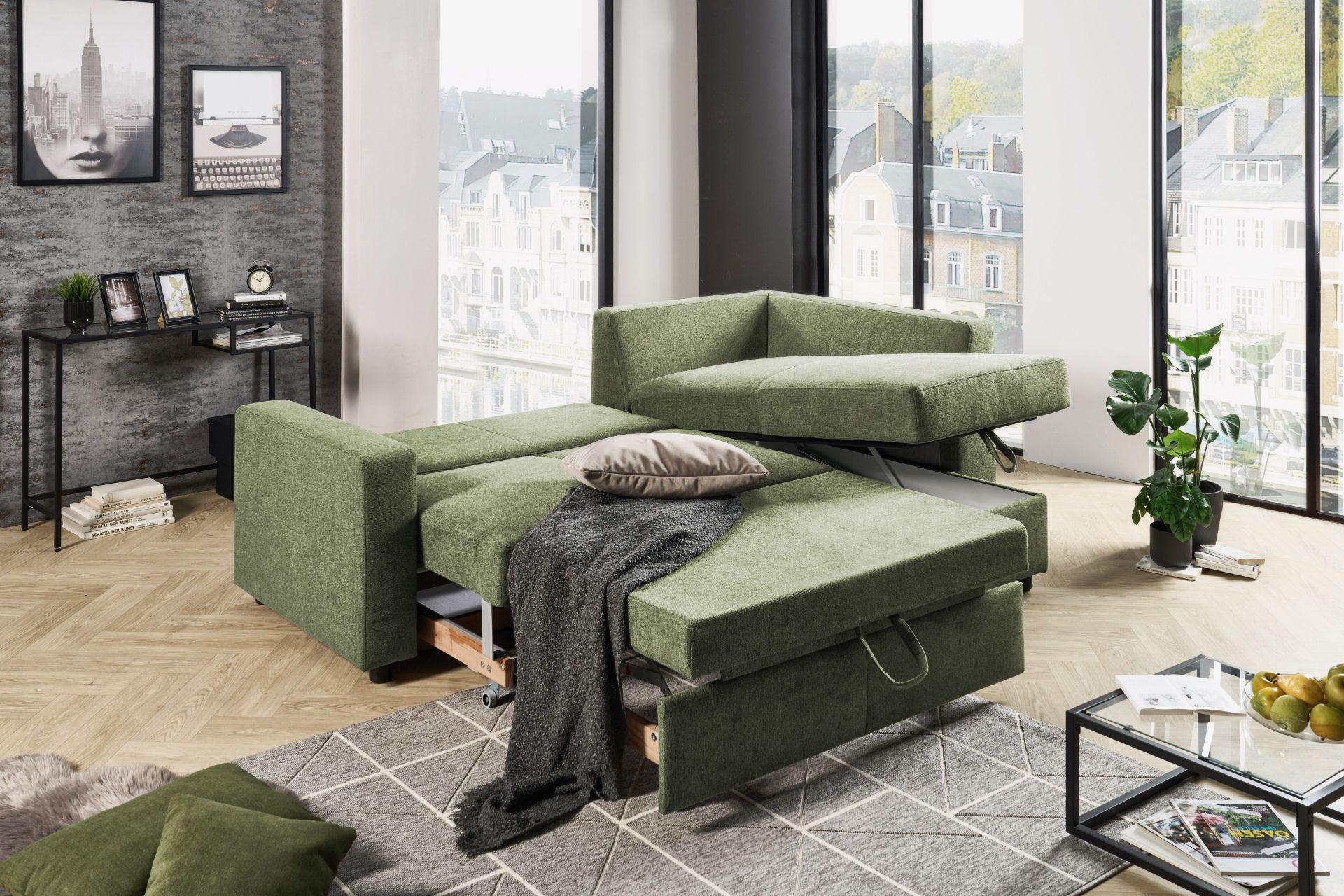 Sedac souprava MULTIFLEXX PLUS_ sestava 2112_BETT.E + 8302_BK_ podruka . 2_  rozmry sestavy zleva 231 x 162 cm_ plocha na span 120 x 205 cm_ lon prostor_ obr. 4