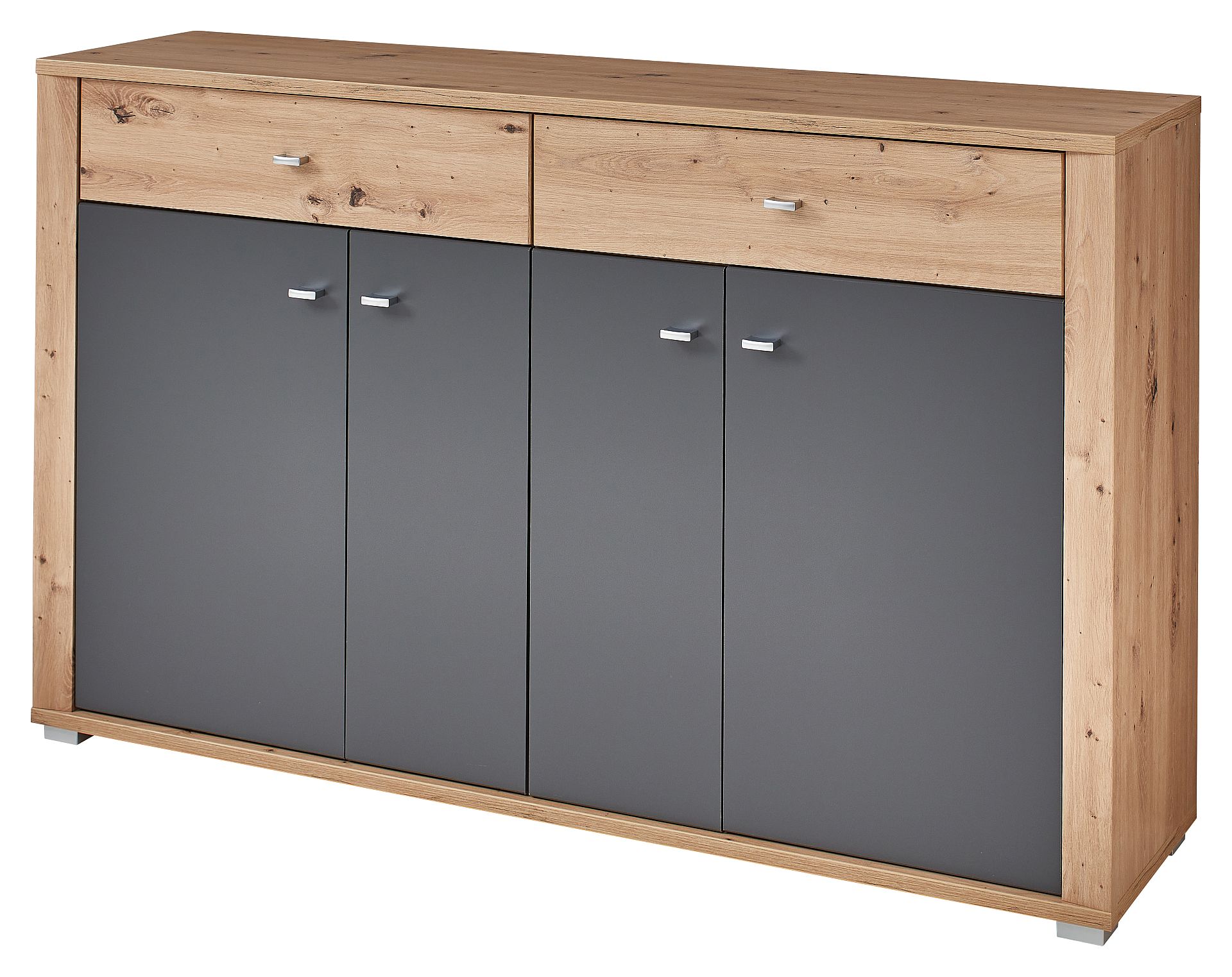 Předsíňový nábytek PASQUALE_ komoda - botník_ rozměry š/v/h: 159 / 97 / 38 cm_ šikmý pohled_ obr. 6 Předsíňový nábytek PASQUALE_ komoda - botník_ rozměry š/v/h: 159 / 97 / 38 cm_ šikmý pohled_ obr. 6